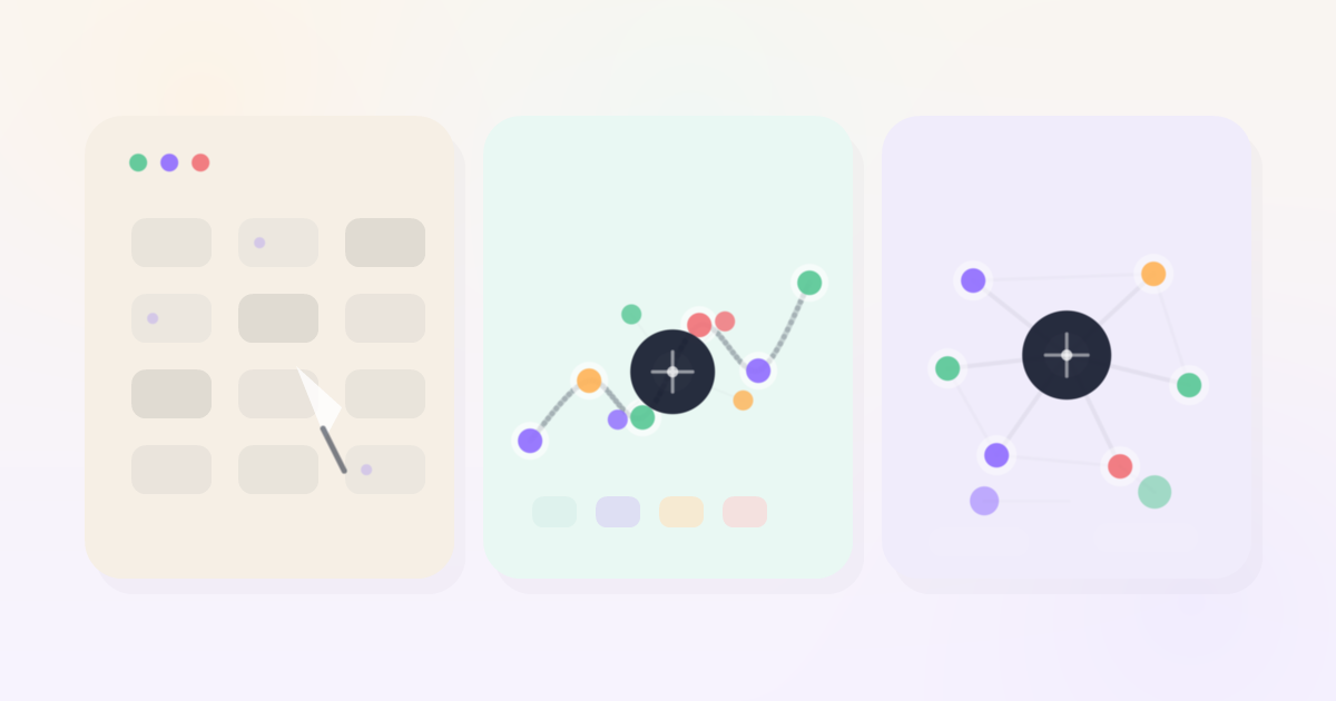 Abstract CLCK-style illustration of connected AI agent, AEO visibility and CRM workflow panels.
